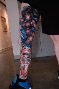 anime leg tattoo
