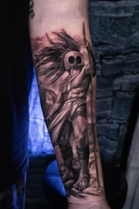 black and grey hawaiian warrior