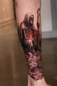 black and grey skeleton