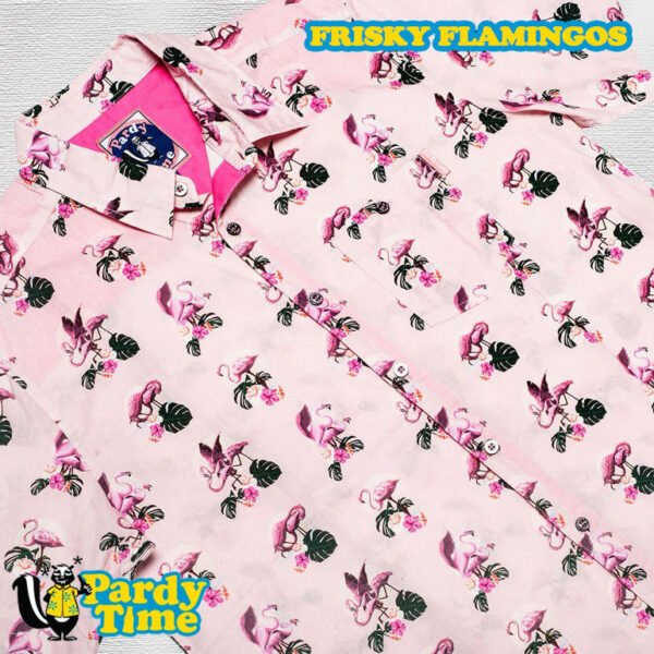 Frisky Flamingos Button Up