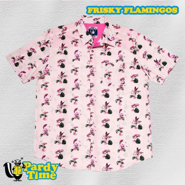 tshirt Frisky Flamingos Button Up